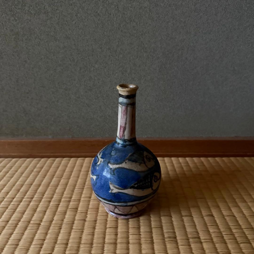 マジョリカ焼 マヨリカ焼 色絵魚文瓶 18世紀 古美術 骨董 デルフト 江戸時代