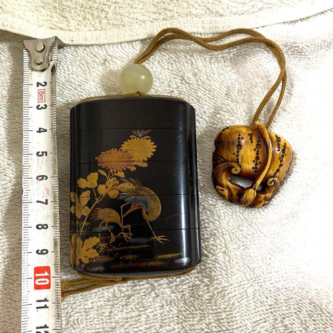 A-2 印籠　金蒔絵　装飾品　アンティーク　美術品　工芸品　漆芸　漆器　木箱付き