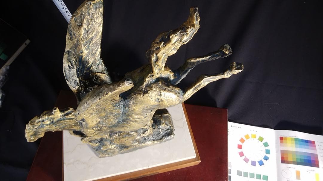 新春ブロンズ像西望「春風」ペガサス天馬 高3４c重６kg/彫刻銅像/干支/正月