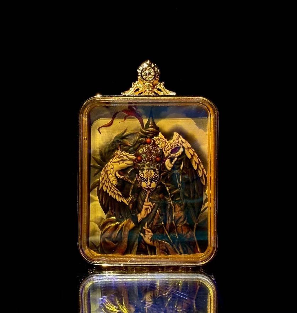 ペンダント ネックレス チベット 手描き タンカ 仏教美術 守護 お守り 開運