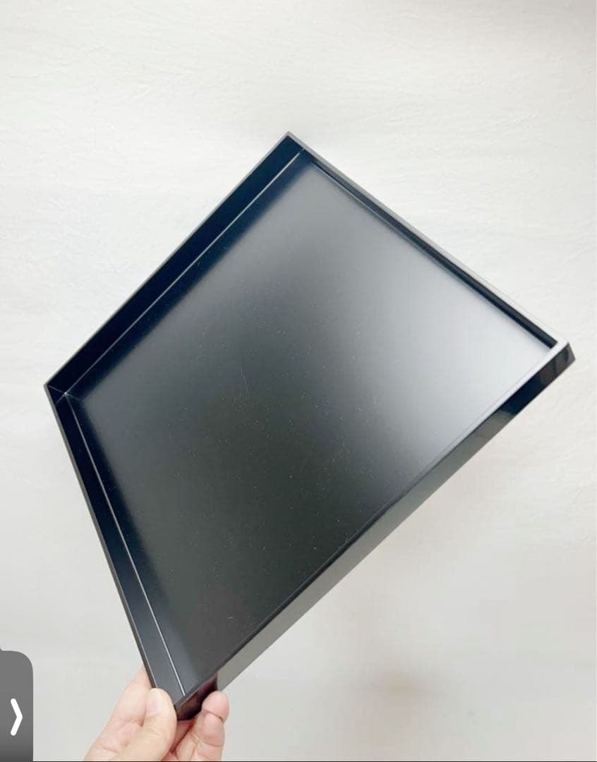 ほぼ未使用 懐石道具 葵春作 木製黒塗 利休形 折敷膳 5客揃 四方膳 共箱