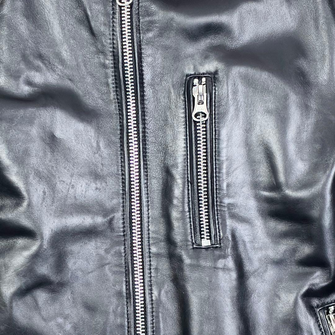 美品　ジャーレックス　本革　シングルライダース　レザージャケット　蛇腹　XL　黒