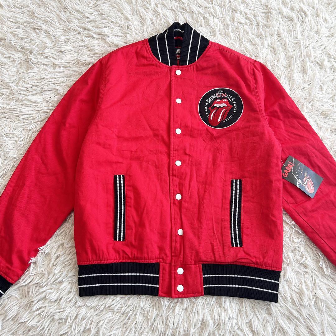新品タグ付き ザ ローリングストーンズ　スタジャン　ＧＲＲＲ！【M】赤 レッド