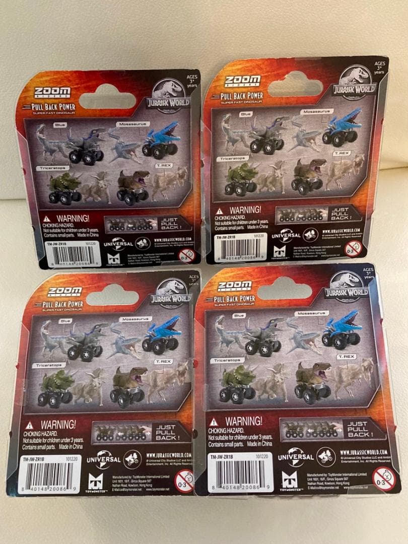【人気】ジュラシックワールド　プルバッグミニカー 4台セット！