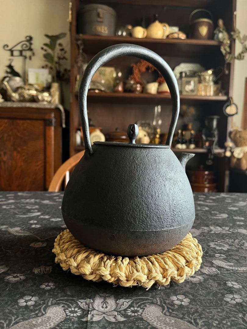 南部鉄瓶　釜定　秋の実　肌　鉄瓶