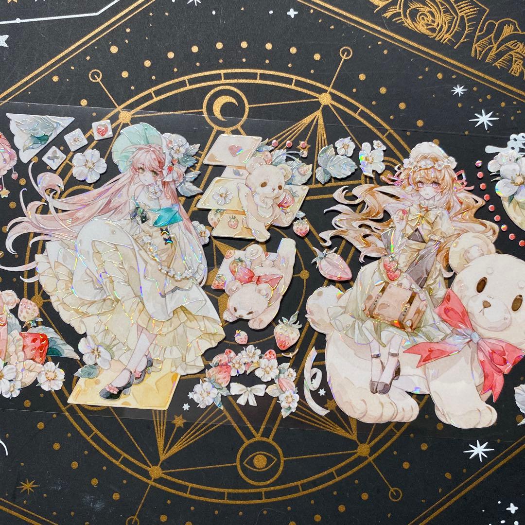 【9193】海外　中古巻　貝殻光マスキングテープ　人物系　熊　女の子　かわいい