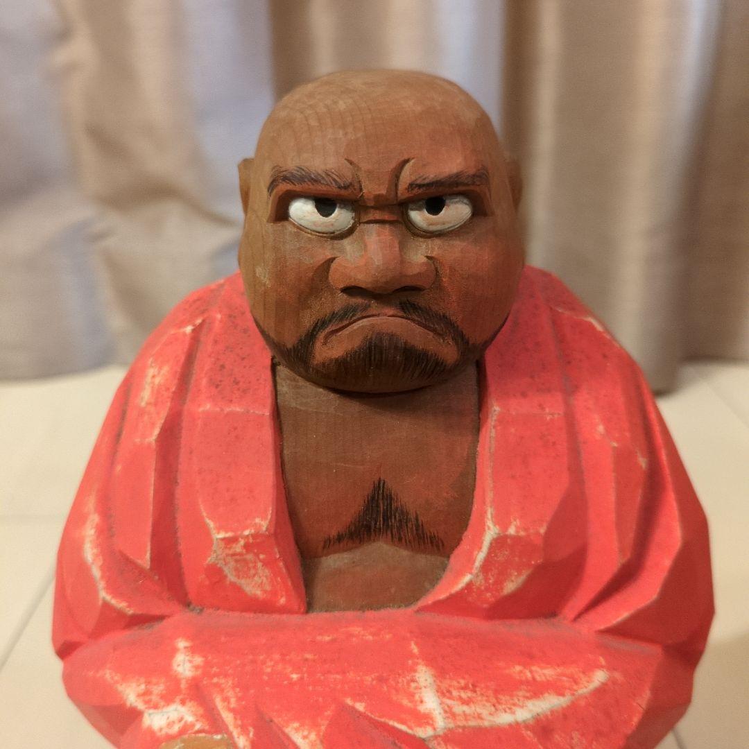 鎌田麦風作　奈良一刀彫　達磨　約26cm