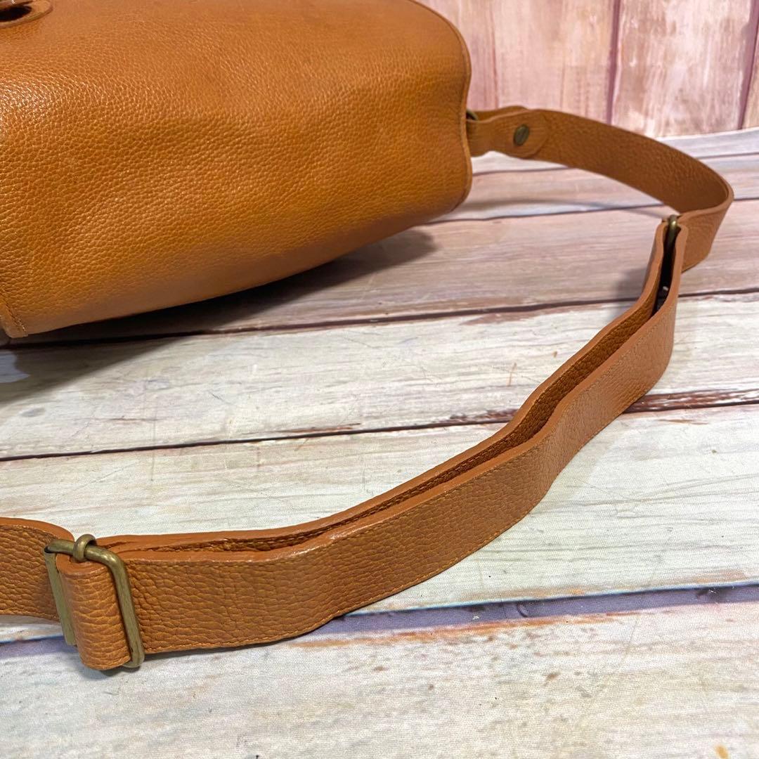 ラルフローレン　シボ革　メッセンジャーバッグ　ショルダーバッグ　ブラウン　斜め掛