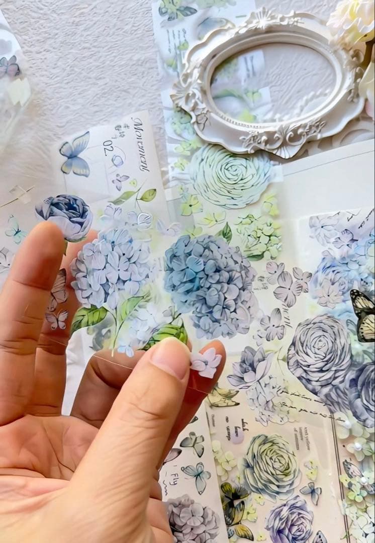 林野间《绣花信·蓝》海外マスキングテープ　マステ 【2465】