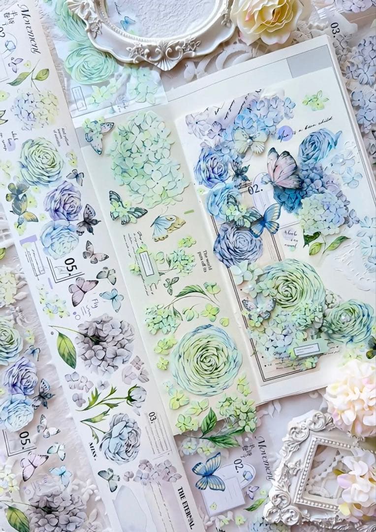 林野间《绣花信·蓝》海外マスキングテープ　マステ 【2465】