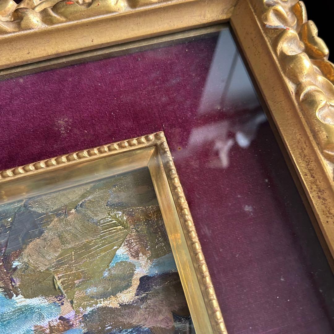 杉浦隆 海の風景 油彩画 金色フレーム 額装 インテリア