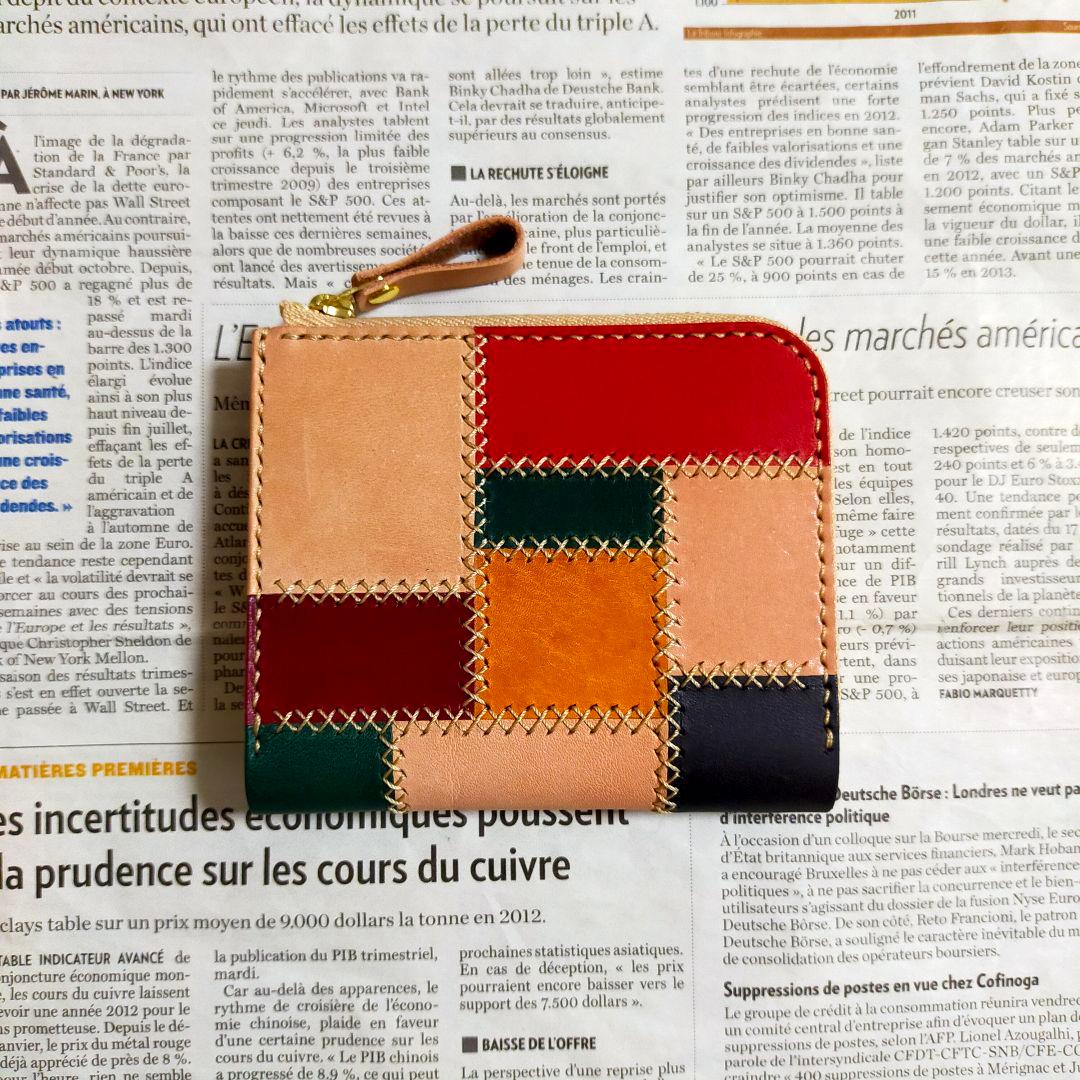 栃木レザー　L字ファスナーウォレット　コンパクト