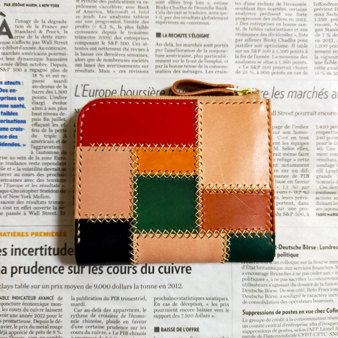 栃木レザー　L字ファスナーウォレット　コンパクト