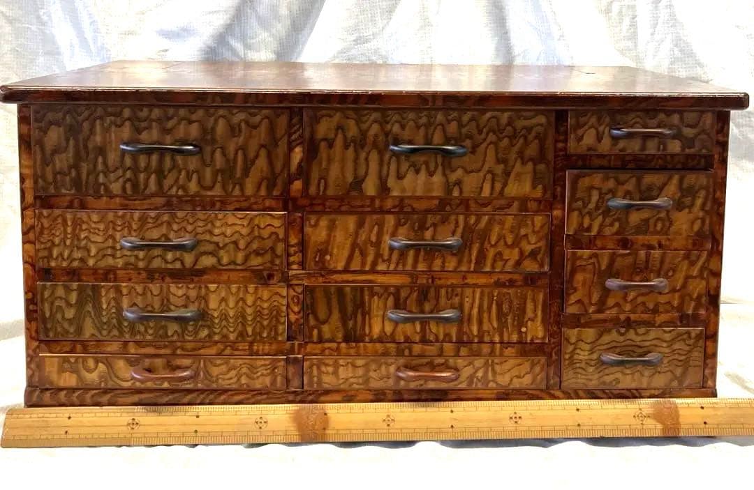 期間限定処分価格　銘木玉杢タモ　チェスト　年代物リメイク