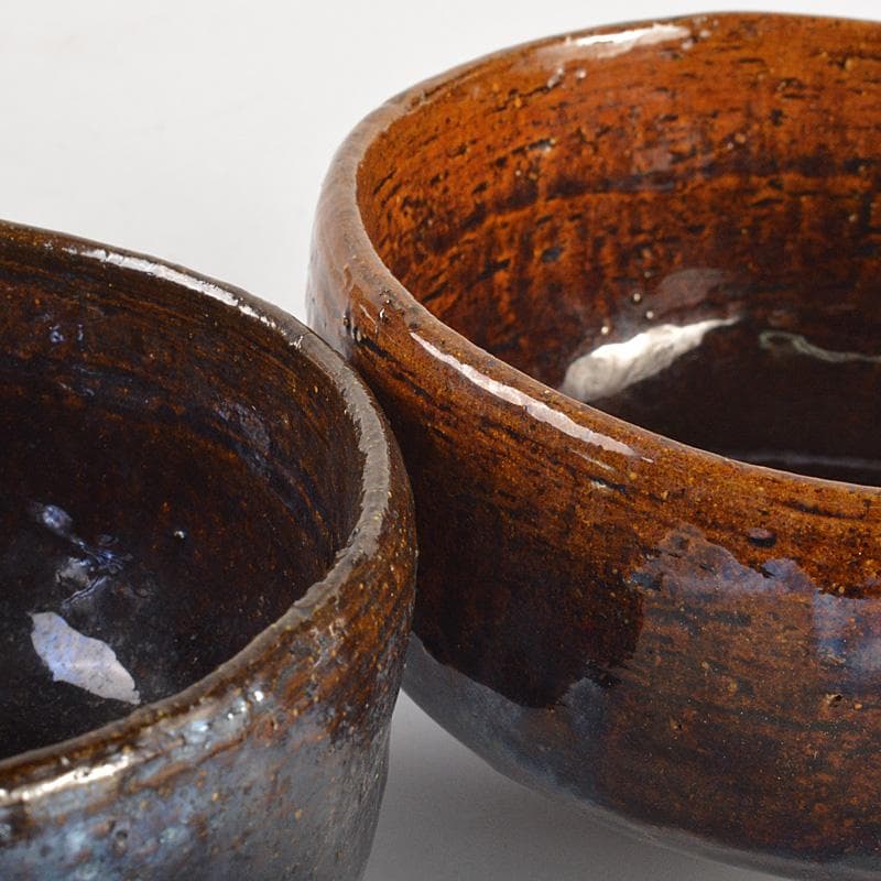 茶道具　大樋焼　大樋長阿弥造　飴釉茶碗　共箱　2点まとめて　V　6447