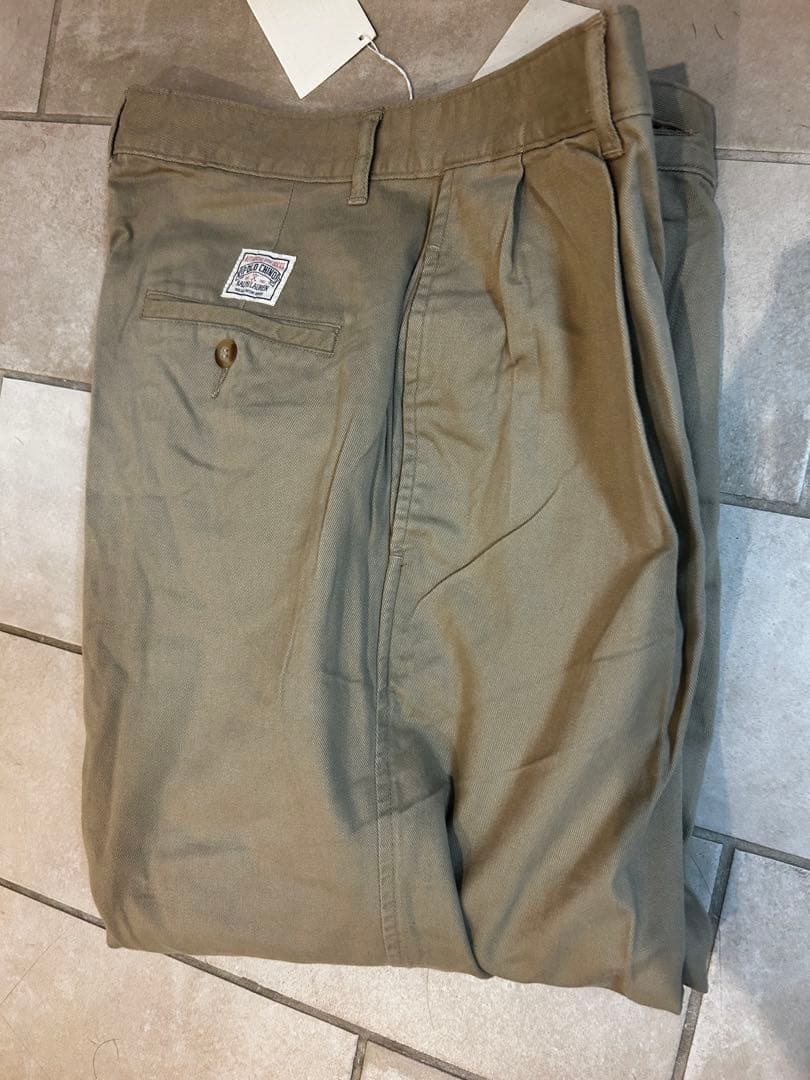 デッドストック　90s ポロ　ラルフローレン　ツータック　チノ　ベージュ