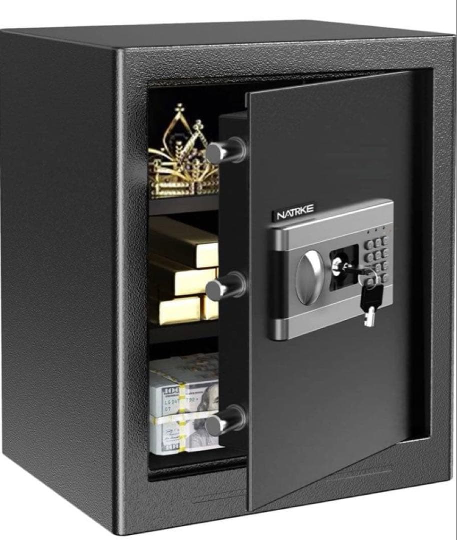 防犯金庫 NATRKE 43L 家庭用／ホテル用金庫 電子金庫鍵あり盗難防止