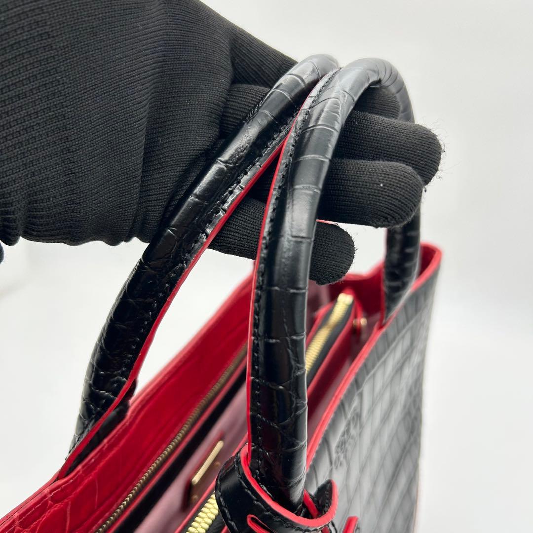 未使用　ココセリュックスゴールド　ショルダーバッグ　2way　クロコ型押し　A4