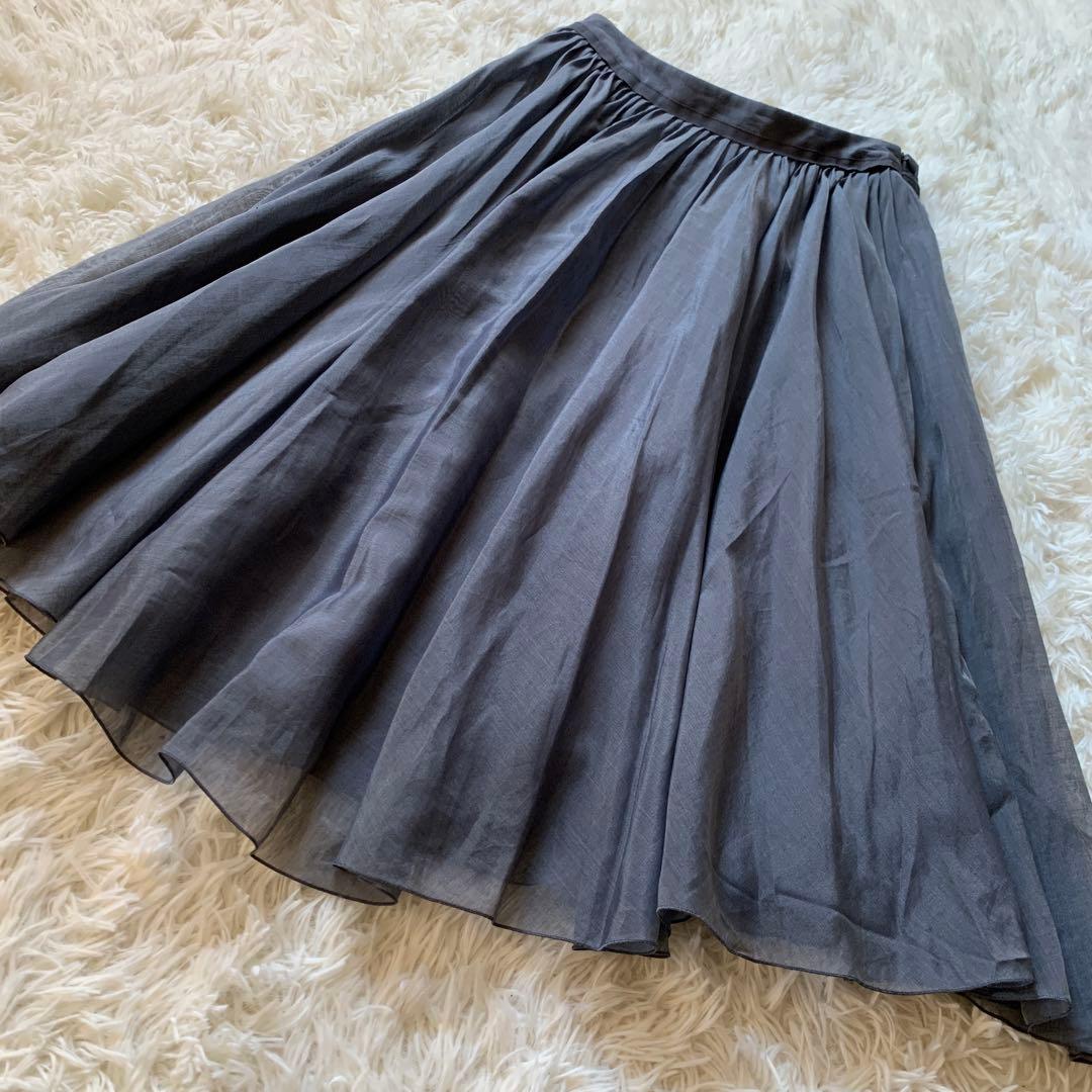 美品✨人気 フォクシー シアーサーキュラー スカート フレア シルク混 38