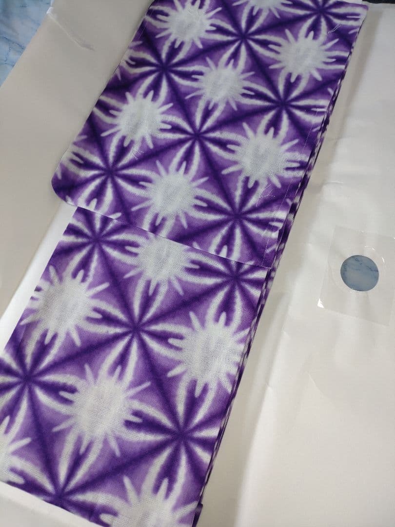 新品未使用　浴衣　雪花絞り調　有松鳴海絞り調　綿　夏着物　大人浴衣　紫