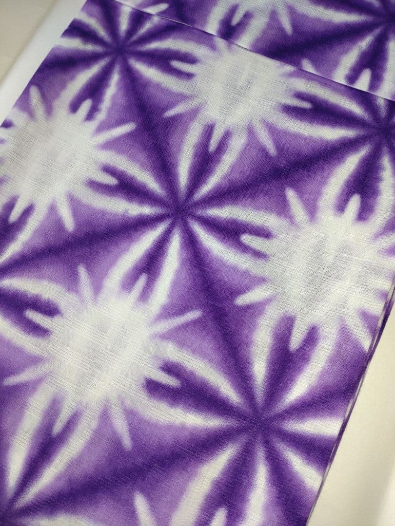 新品未使用　浴衣　雪花絞り調　有松鳴海絞り調　綿　夏着物　大人浴衣　紫