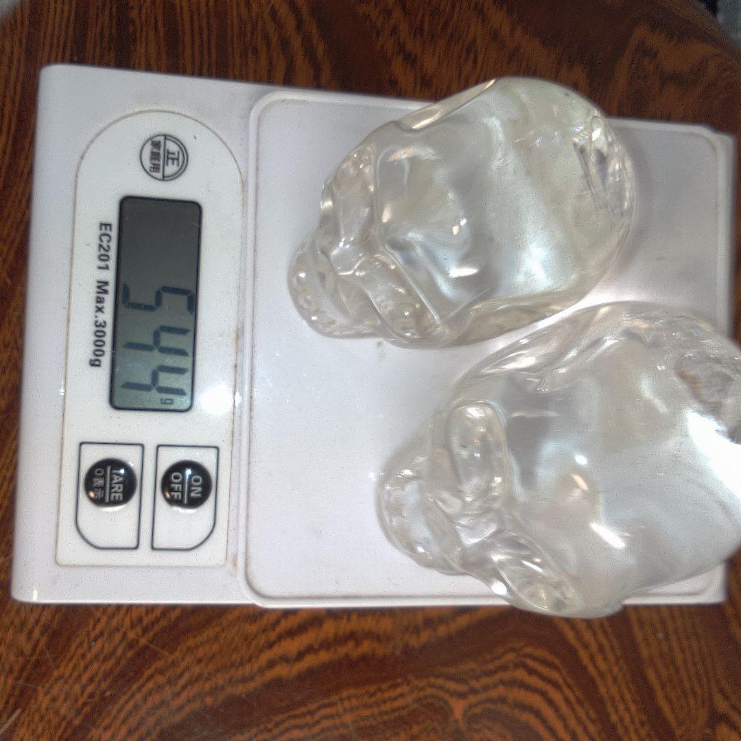 骨董５ 水晶?クリスタルガラス? スカル置物 2個セット