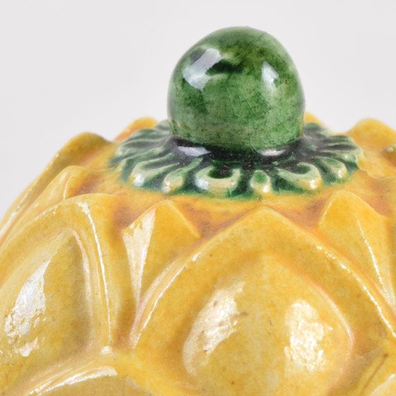 茶道具　永楽善五郎作　黄交趾　蕗の薹（フキノトウ）香合　共箱　C　9217