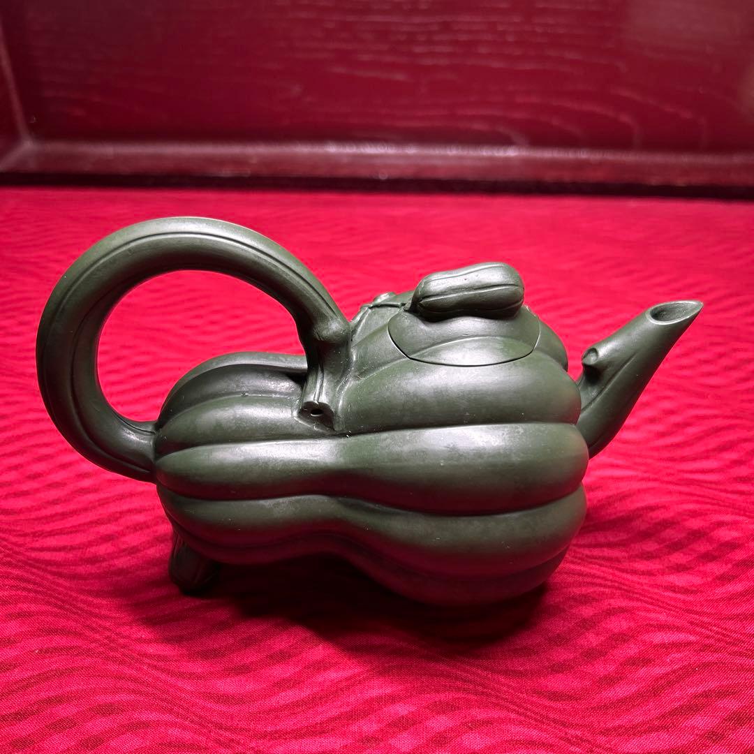 067 骨董品　朱泥南瓜急須　茶壶 　　高建芳製