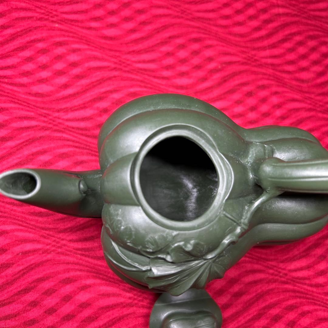 067 骨董品　朱泥南瓜急須　茶壶 　　高建芳製