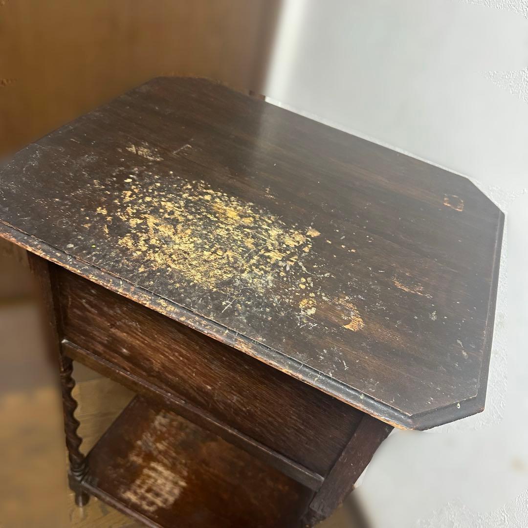 イギリス家具/英国/アンティーク/サイドテーブル/天板開閉タイプ(収納あり)