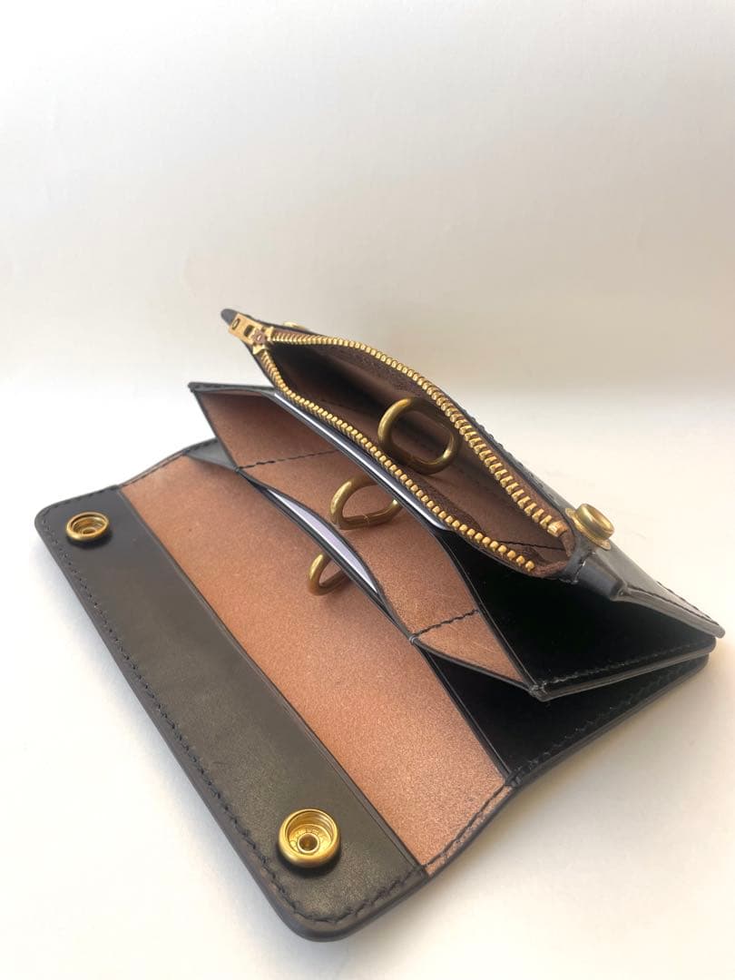 ロングトラッカーウォレット｜三層タイプ｜本革（牛革）ヌメ革 ×手縫い ×真鍮金具