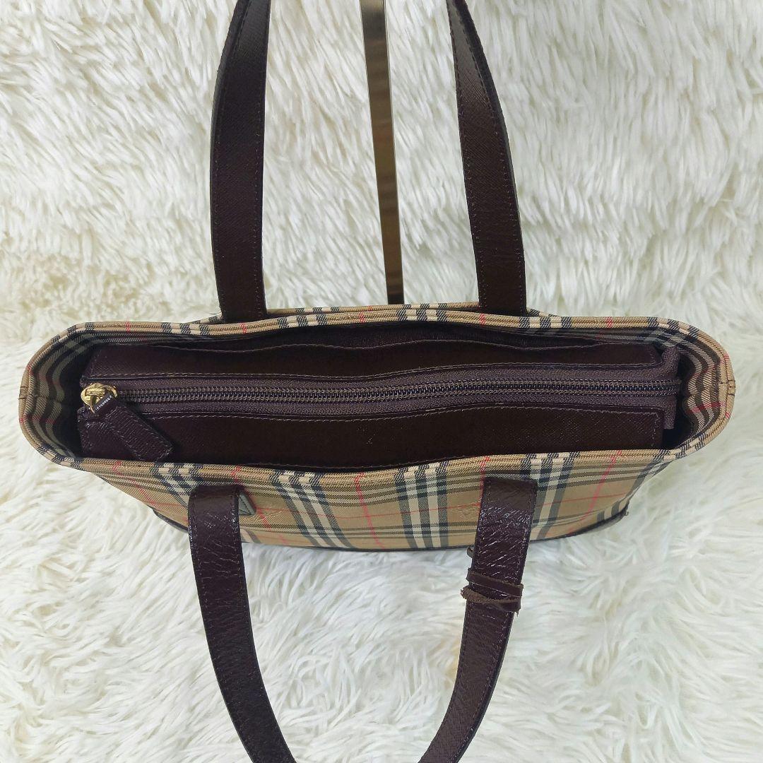 希少✨バーバリー ヴィンテージ ハンドバッグ ノバチェック ブラウン チャーム付