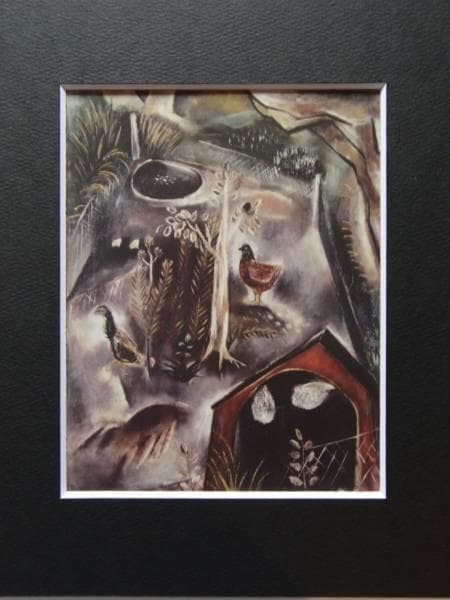 国吉康雄、鶏小屋、希少画集画、新品高級額、額装付、状態良好