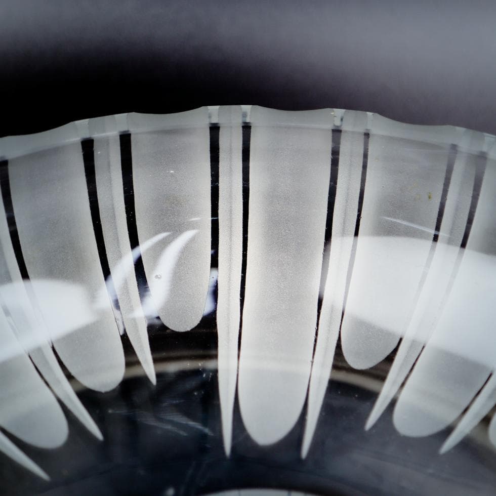 岩田藤七 手吹き サンドブラスト ストライプ 大鉢 30cm