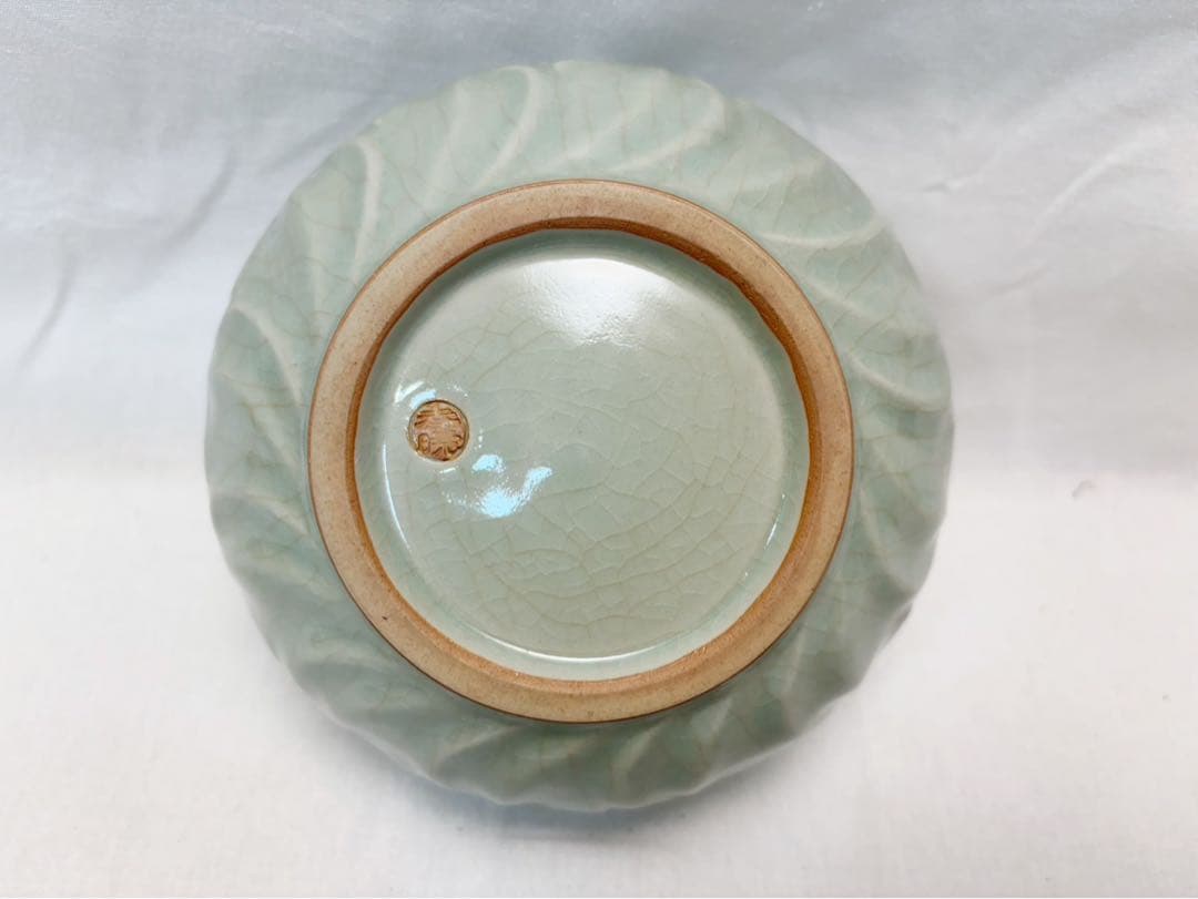 ほぼ未使用 茶道具 中村春晓作 青瓷 皆具 陶印 皆具 共箱