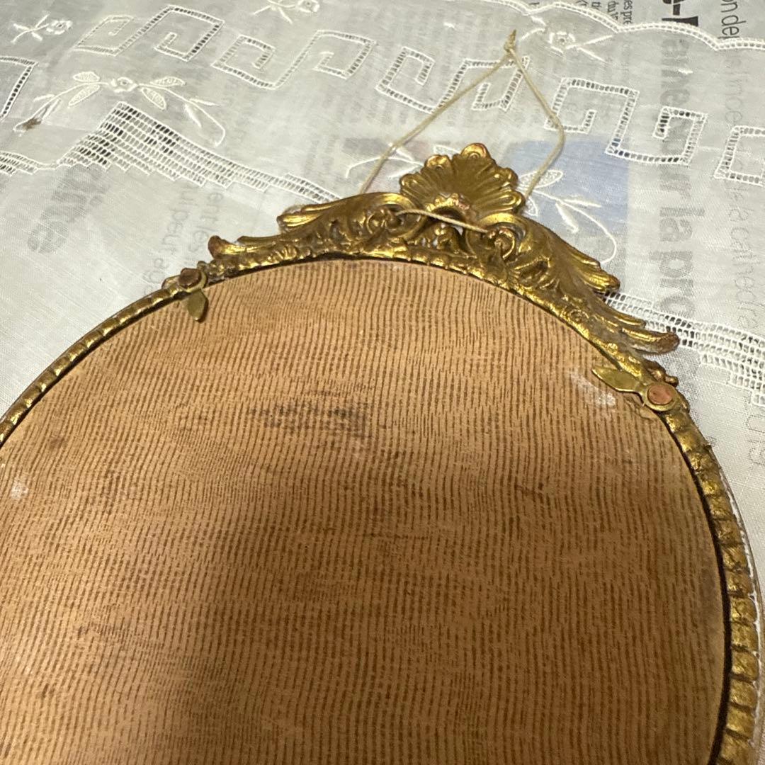 フランス　アンティーク ヴィンテージ　鏡　花柄鏡　アンティークミラー　小物ミラー