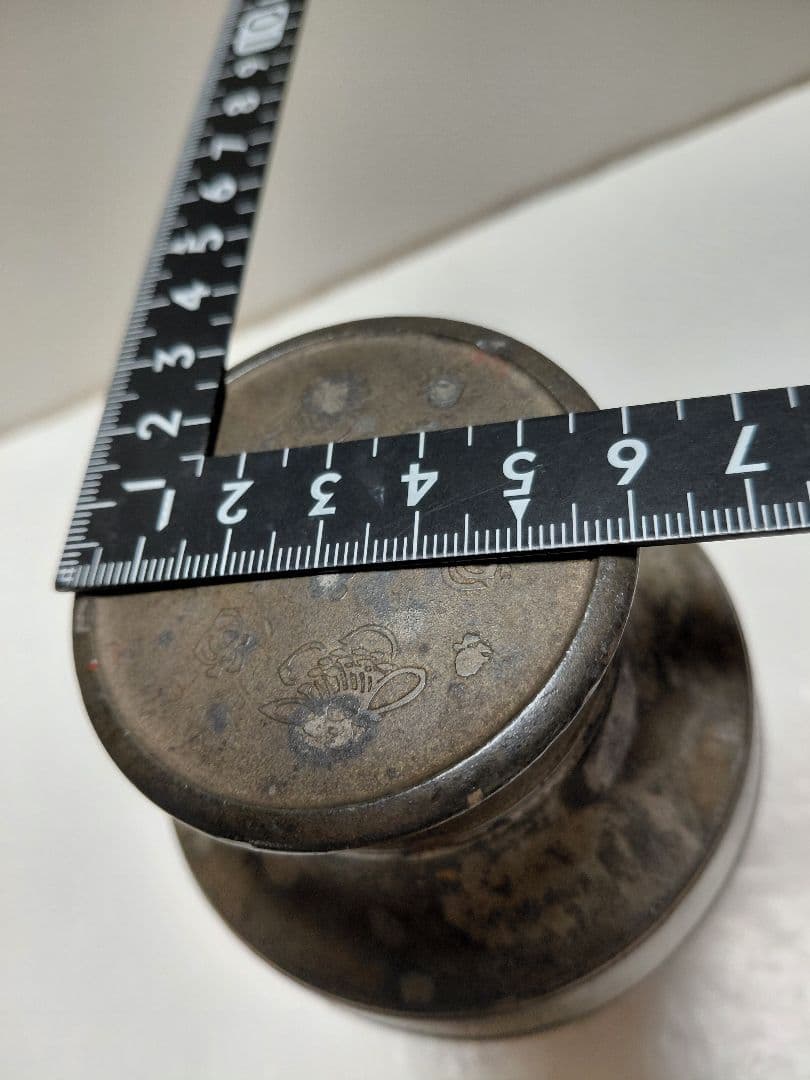 古錫　明治42年茶壺サツマ福永作　14センチ