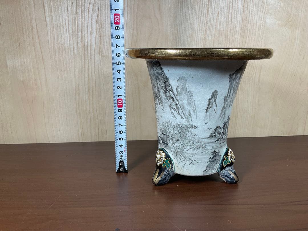 「時代物蘭鉢」　山水図盆栽植木鉢