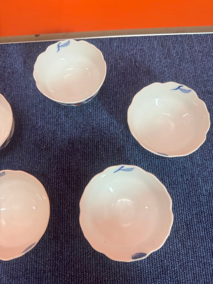 1710 深川製磁　染付柿文　小鉢　5客　8cm