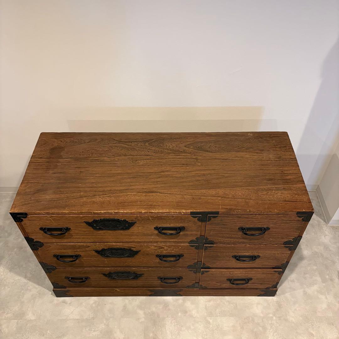 和箪笥　チェスト　3段6杯　桐箪笥　金属装飾有り