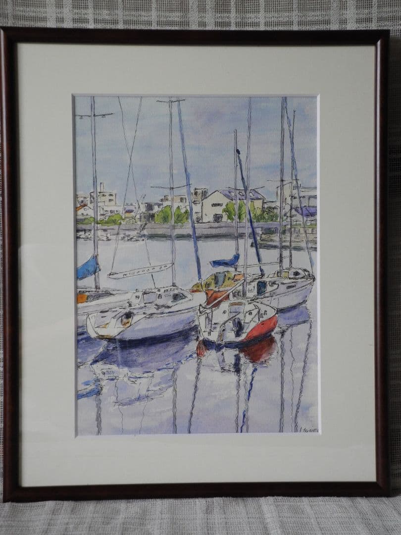 絵画 ヨット停泊