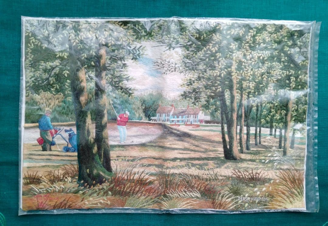 刺繍　絵　ゴルフ