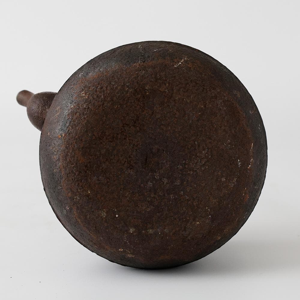 岩肌時代鉄瓶 斑紫銅蓋 湯沸かし 煎茶道具 高さ22㎝ 鉄器 南部 無落款