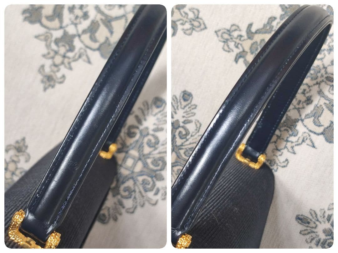 COMTESSE　コンテス　ワンハンドルバッグ　ホースヘアー×レザー　ネイビー