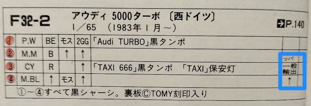 ⚠️一般輸出《青箱トミカF32-2》アウディ5000ターボ【超レア】未使用美品