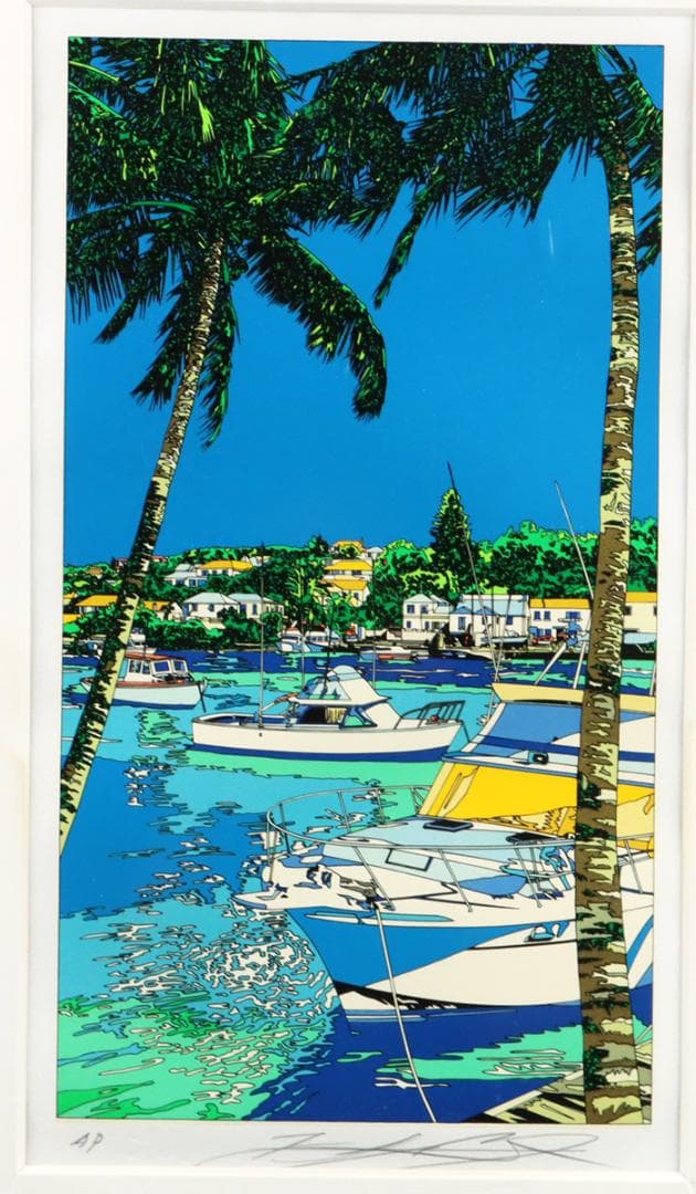 Y2370-1 鈴木英人【太陽物語】シルクスクリーン 直筆サイン AP版　ma