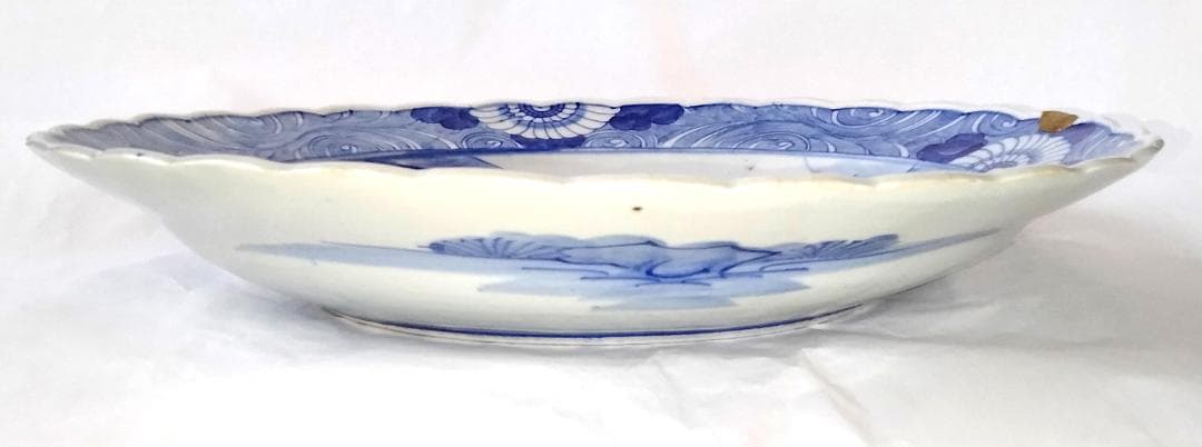 陶器 大皿 染付 バナナの木 Aa-226