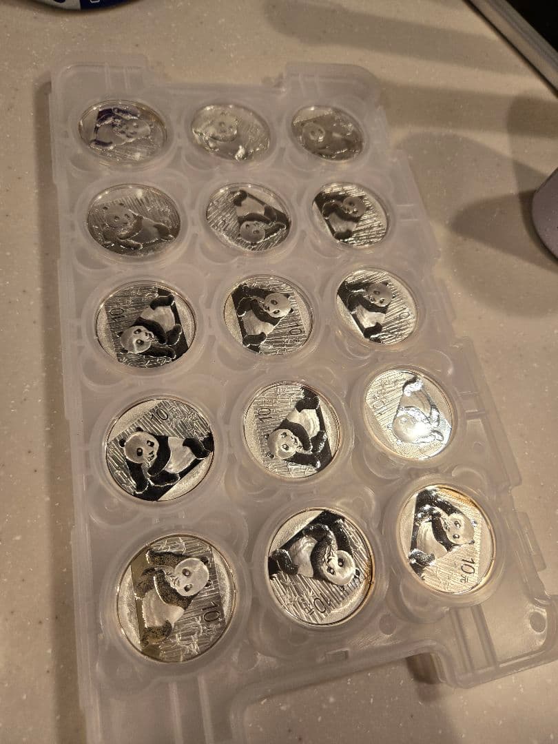 中国 パンダ 10元 31.1g 1オンス銀貨 【15枚】 2015