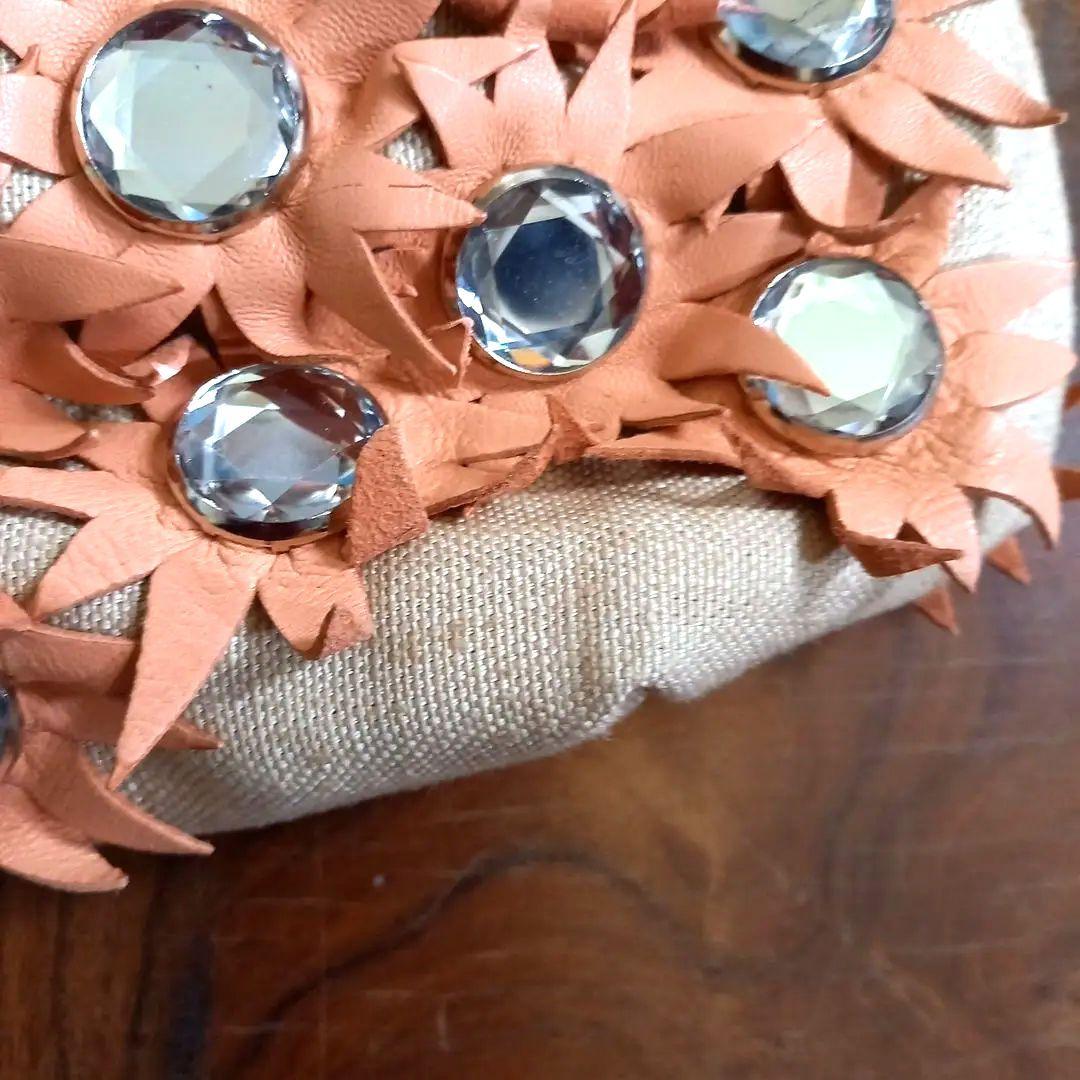 ソニアリキエル　オレンジクリスタル装飾パーティーバッグ　35×18×8cm