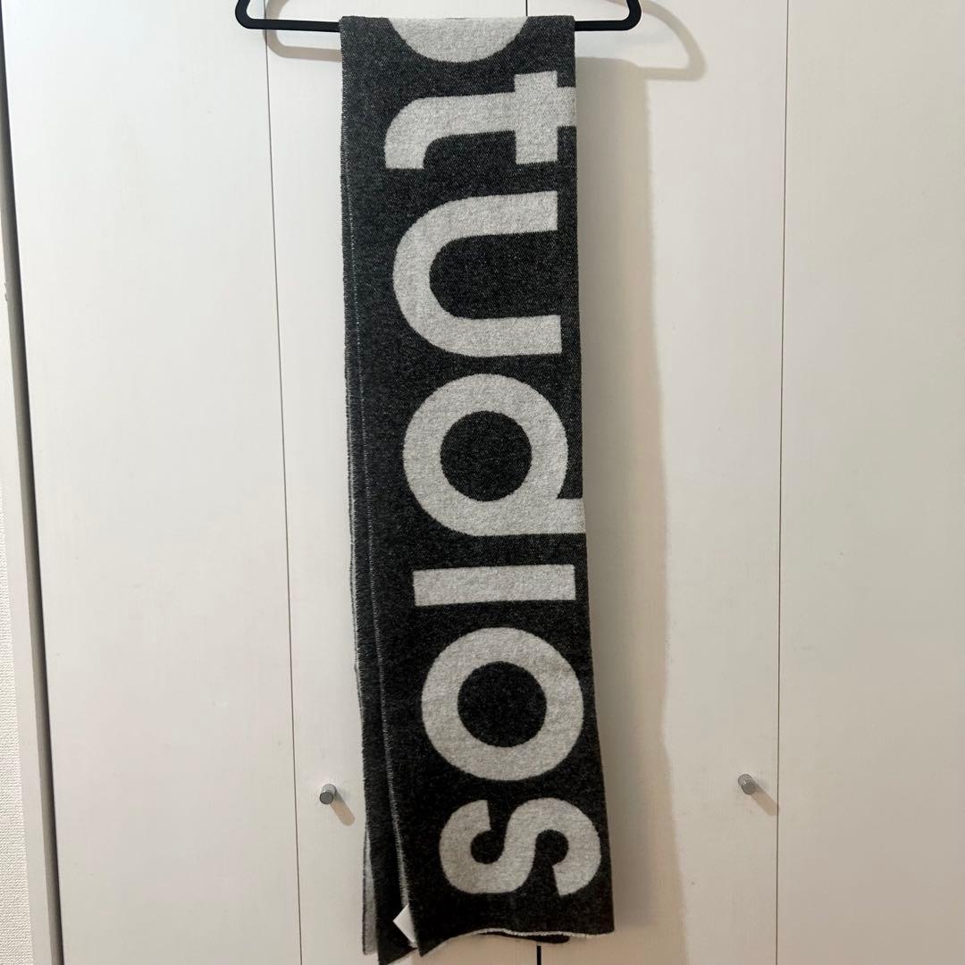 Acne Studios ウール バイカラー ロゴ マフラー